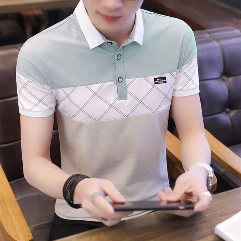 Men's Short-sleeved T-shirt Korean Style Stand-up Collar Slim Polo Shirt