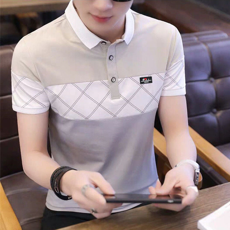 Men's Short-sleeved T-shirt Korean Style Stand-up Collar Slim Polo Shirt