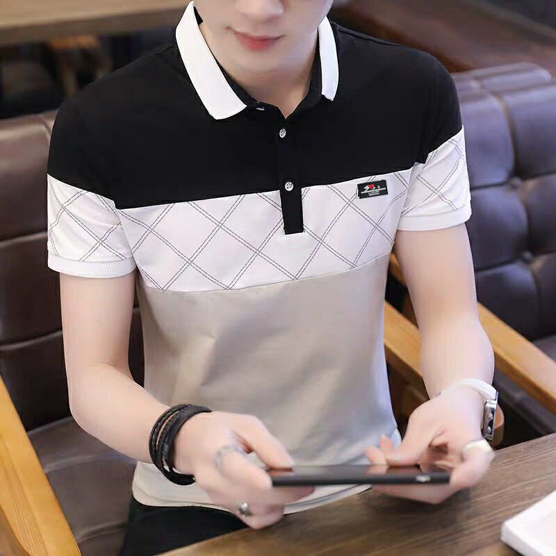 Men's Short-sleeved T-shirt Korean Style Stand-up Collar Slim Polo Shirt