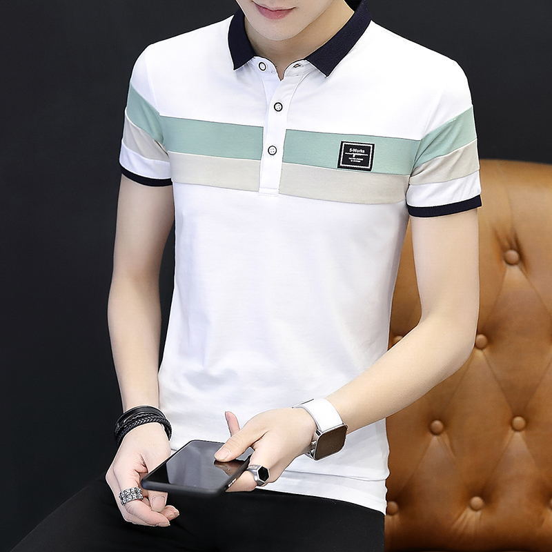 Men's Short-sleeved T-shirt Korean Style Stand-up Collar Slim Polo Shirt