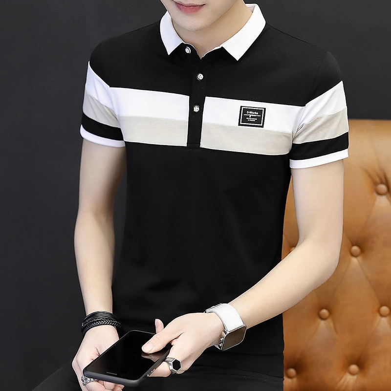 Men's Short-sleeved T-shirt Korean Style Stand-up Collar Slim Polo Shirt