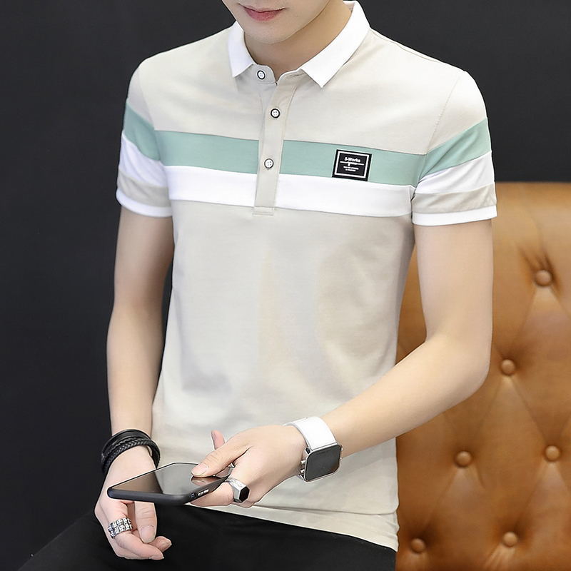 Men's Short-sleeved T-shirt Korean Style Stand-up Collar Slim Polo Shirt