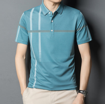 Business Casual Men's Young And Middle-aged Ice Silk Polo Half Sleeve T-shirt