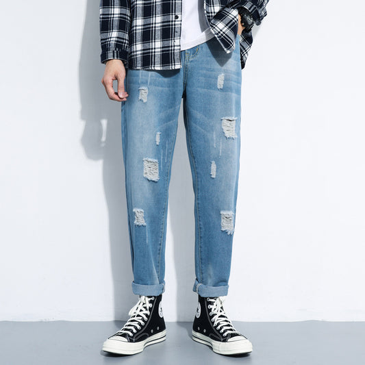 Ripped Jeans Men's Straight And Versatile Men's Beggar Pants