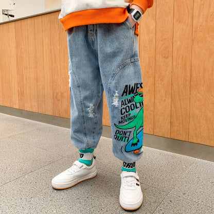 Jeans, Children, Big Kids, Sports, Western Style, Korean Style Trousers, Loose Trend