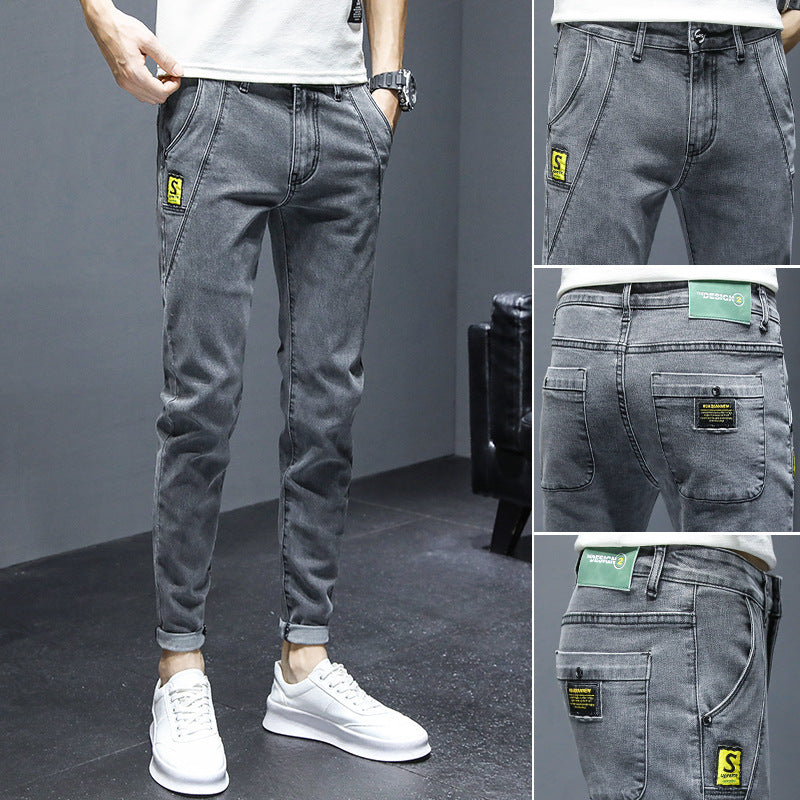 Jeans Men's Slim Fit Casual Trousers With Small Feet