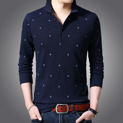 Men's printed Polo with long sleeves