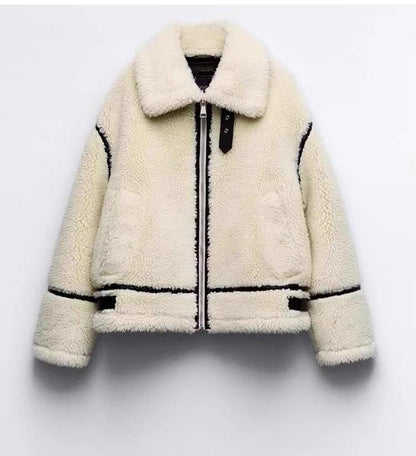 Light Color Women's Lambswool Warm Coat