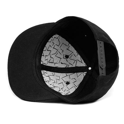 Adjustable Men's And Women's Flat Brim Full Black Diamond Rivet Baseball Hat