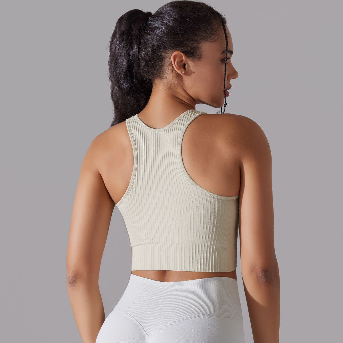 Seamless Knitted Solid Color I-shaped Beauty Back Yoga Vest