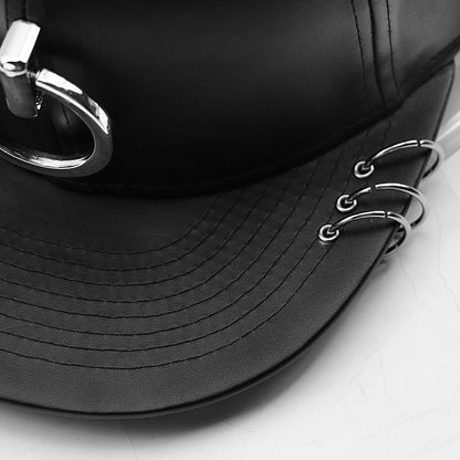 Men's Winter Fashion Trendy Korean Personality Silver Hoop Flat-brimmed Cap Hip Hop Hat