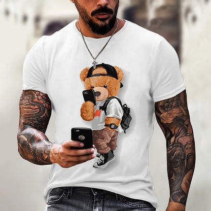 Men's Fashion Casual Animal Bear Printed T-shirt