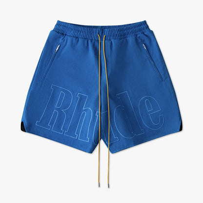 Letter Embroidered Drawstring Shorts For Men And Women