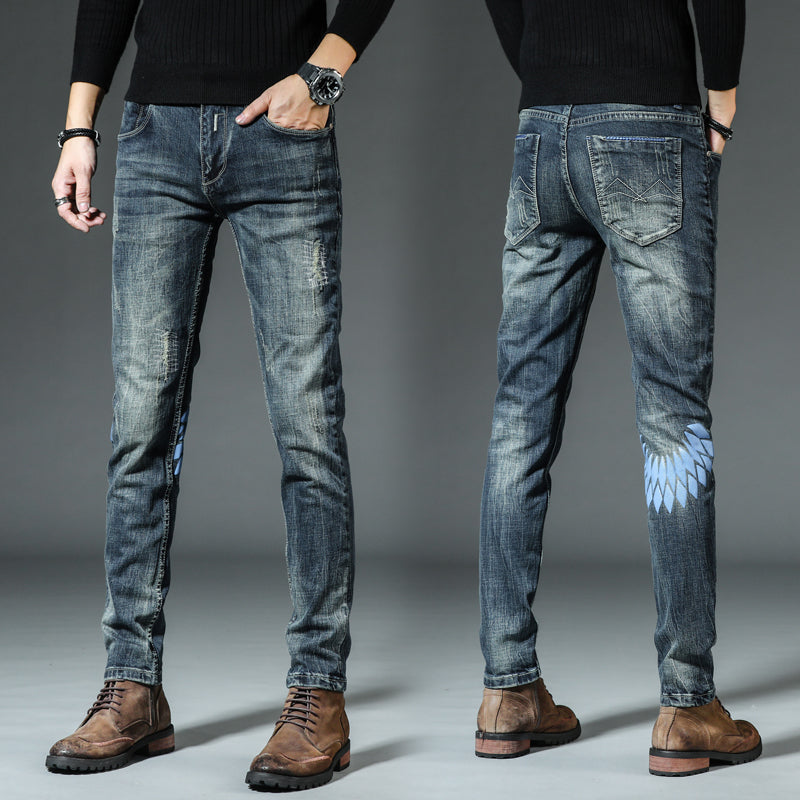 Casual Retro Jeans Men's Slim Straight Tube Autumn And Winter