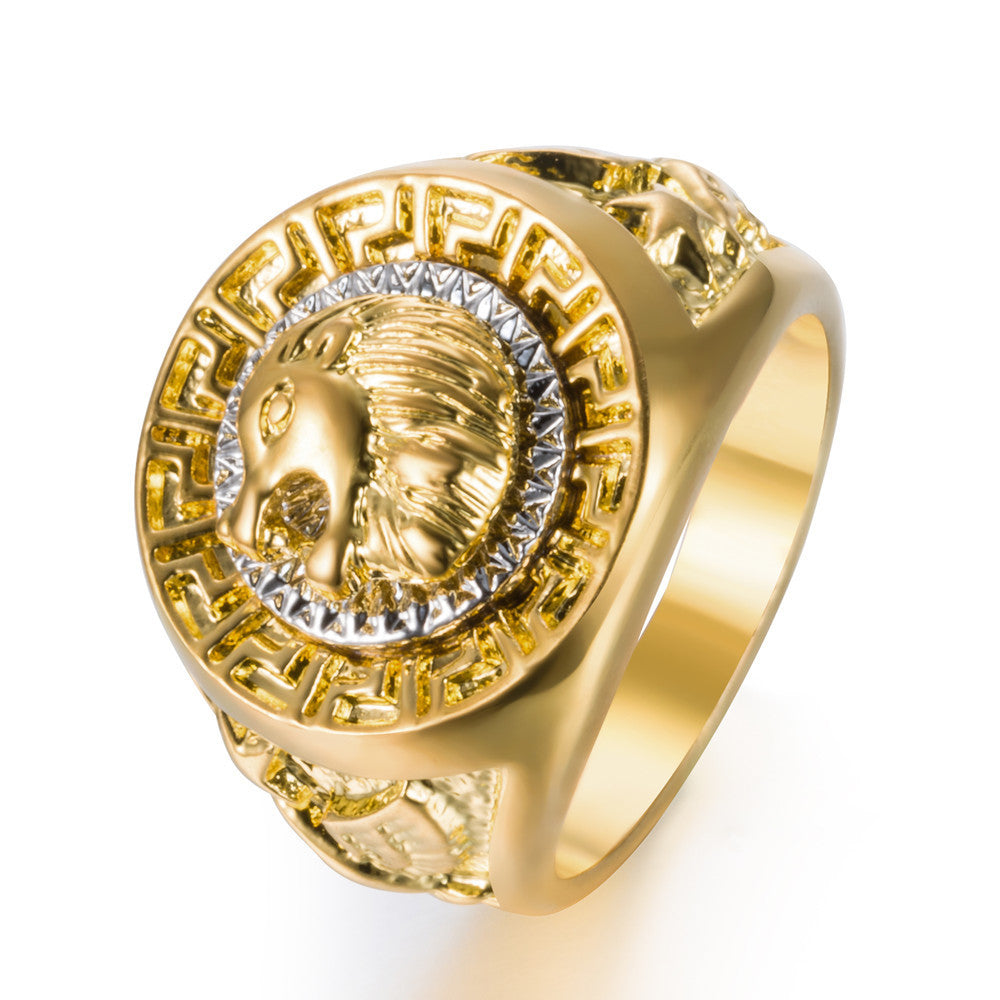 Male lion head ring