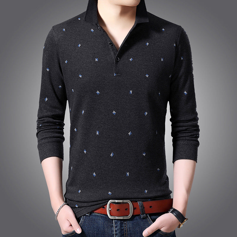 Men's printed Polo with long sleeves