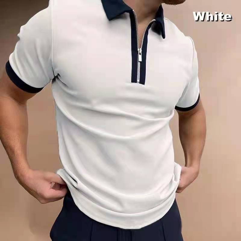 New Style POLO Shirt Zipper Knitted Jacquard Men's T-shirt Top