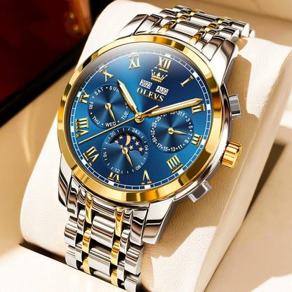 Multifunctional Moon Phase Automatic Mechanical Watch Waterproof Watch