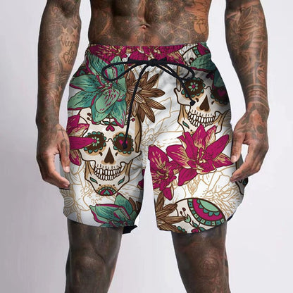 Skull Pattern Men's Casual Beach Pants