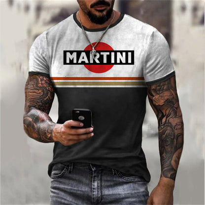 3D Digital Vintage Print English Men's Casual Short Sleeve