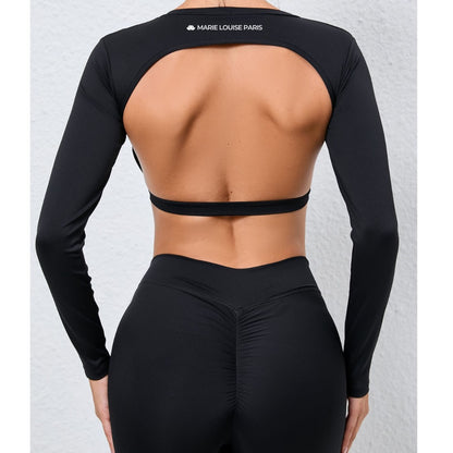 European And American Sports Top With Chest Pad Backless Short