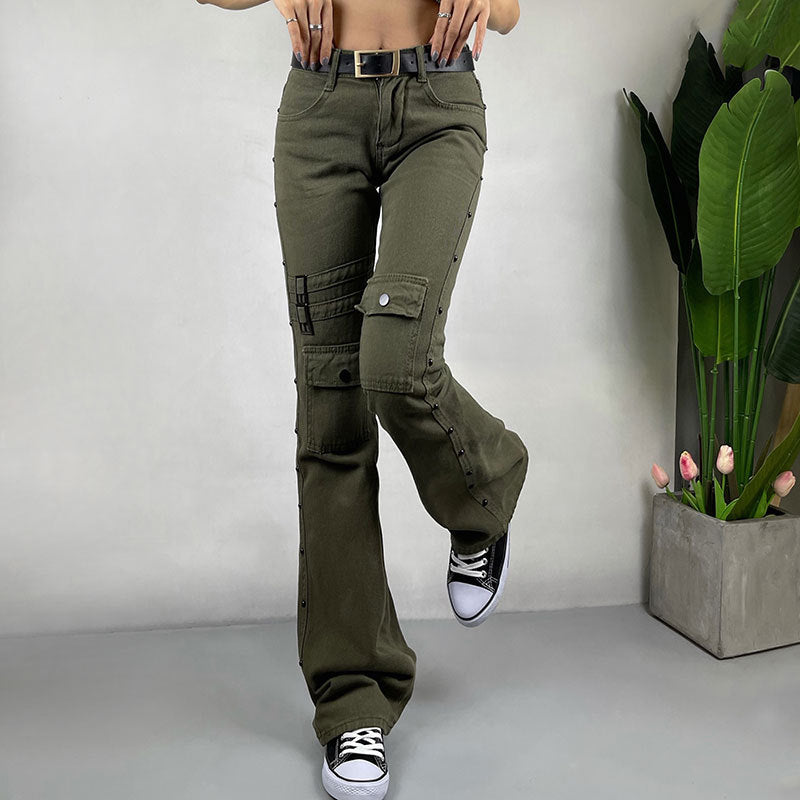 High Street Fried Street Straight Pants Cargo Pants Jeans