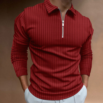 European And American New Men's Casual Fit Striped POLO Shirt