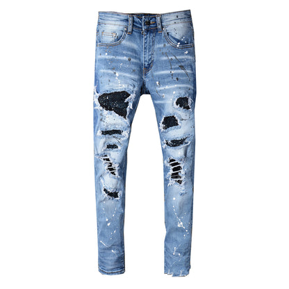 Men's Whiskered Patch Patch Jeans