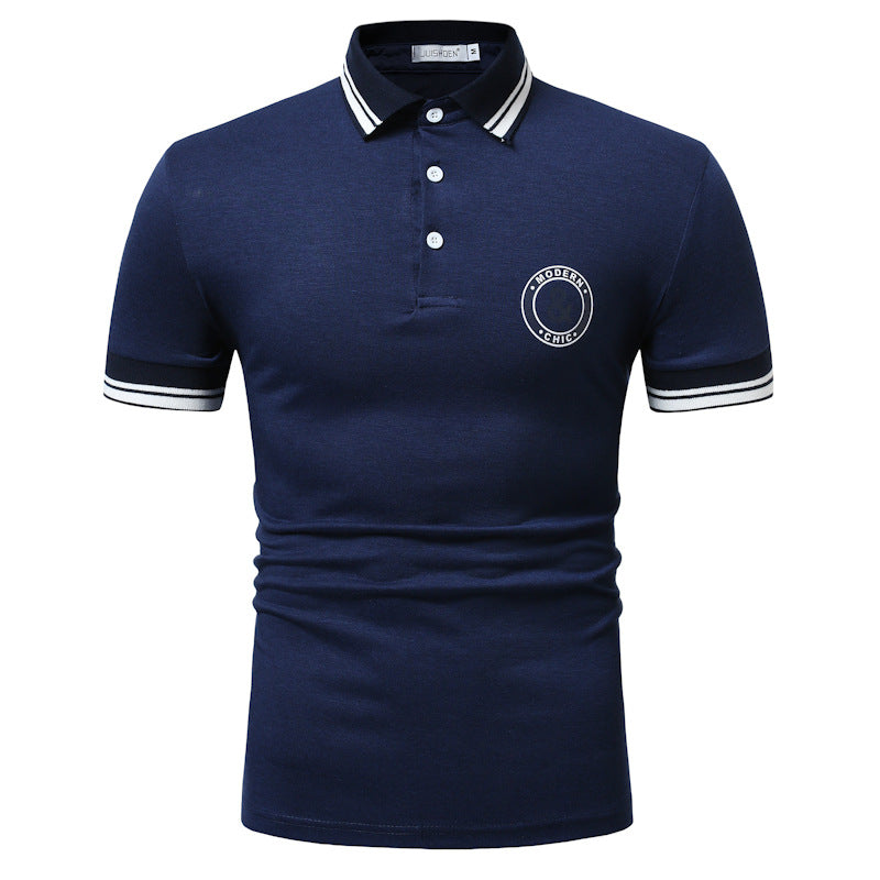 Men's Short Sleeved Polo Shirt Fashion Printed Bottom Shirt