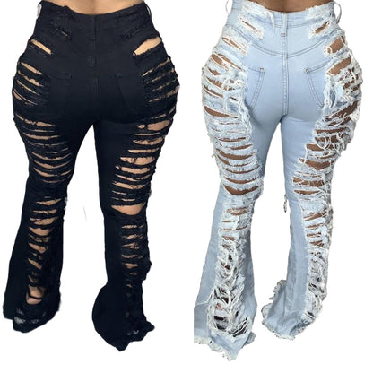 Fashion Trendy Unique Jeans Stretch Plus Size Bell-bottom Pants