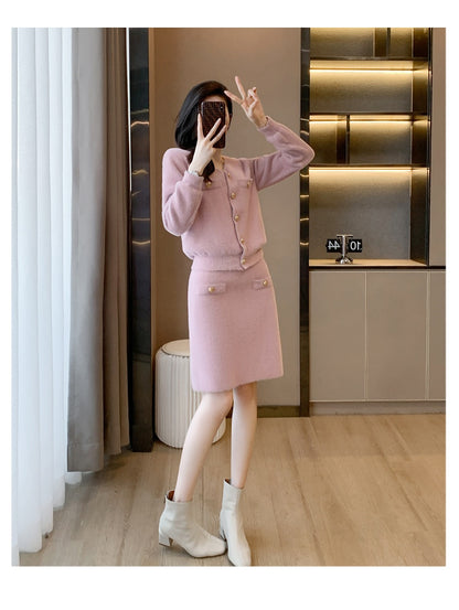 Classic Style Fashion Casual Set Knitted Two-piece Suit Skirt