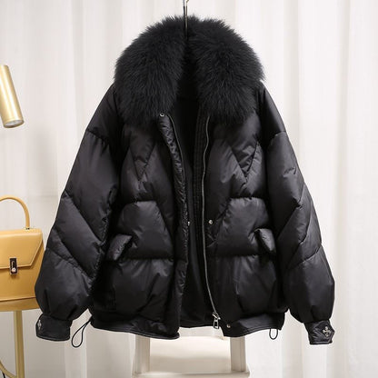 Loose Glossy Down Cotton Jacket Coat