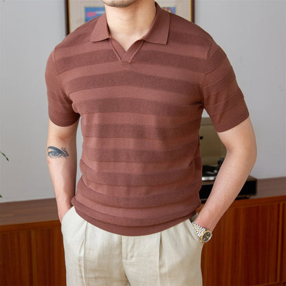 High-density Cotton Breathable Short-sleeved Slim Polo Shirt Fashion T-shirt Men