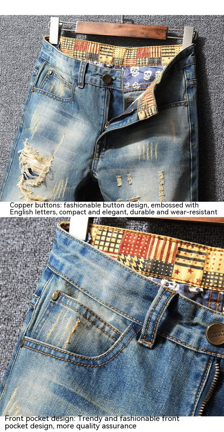 Hong Kong Style Ripped Jeans American Casual Loose