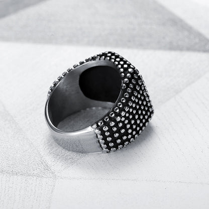 Men's Fashion Personality Retro Black Square Hemp Dot Ring