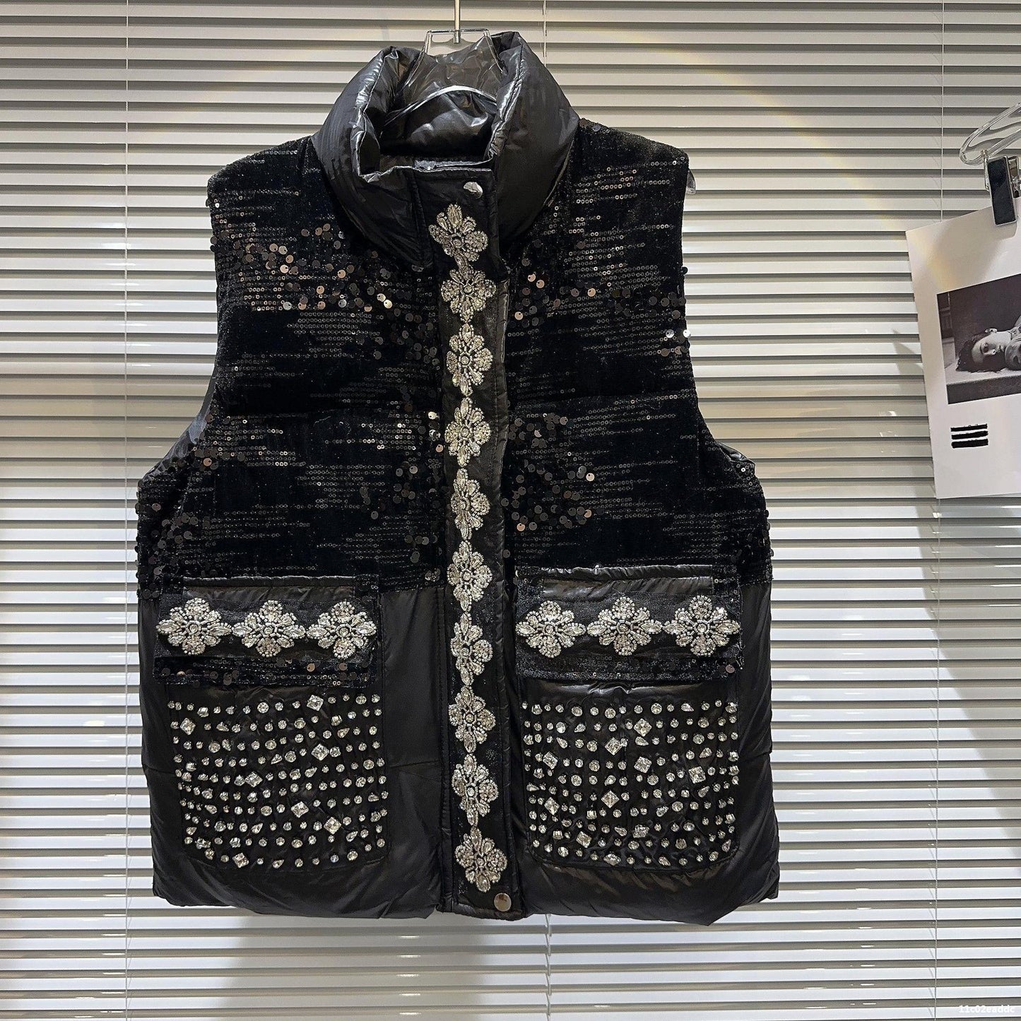 Ladies New Rhinestone Cotton-padded Jacket