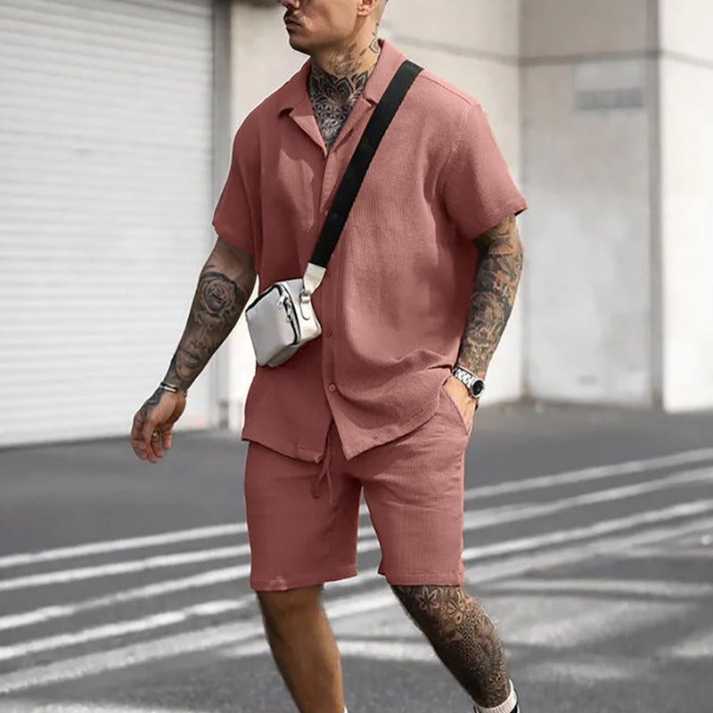 Men's Casual And Comfortable Polo Short-sleeved Shorts Suit