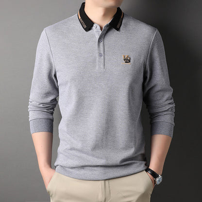 Autumn New Men's Thin Polo Shirt Casual Business Bottoming Shirt Men's T-shirt