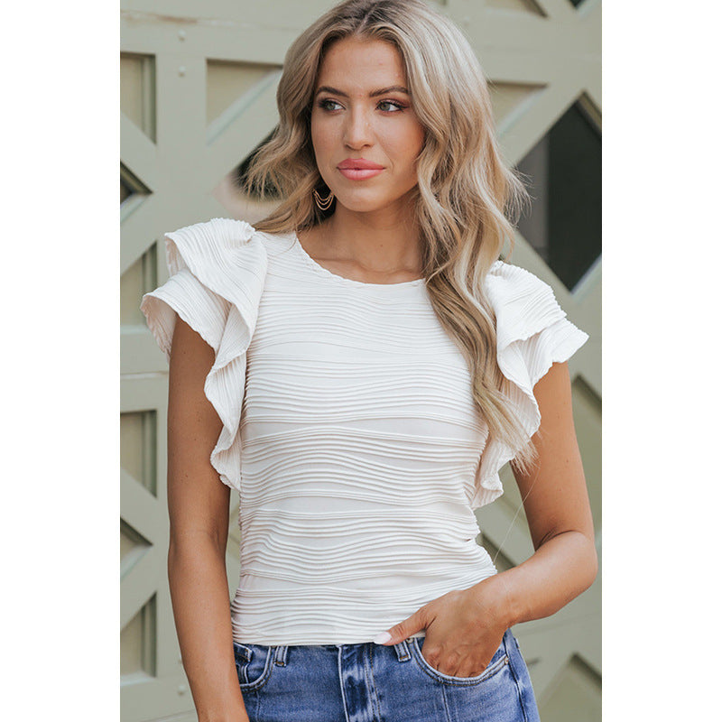 Fashion Texture Ruffled Short Sleeves