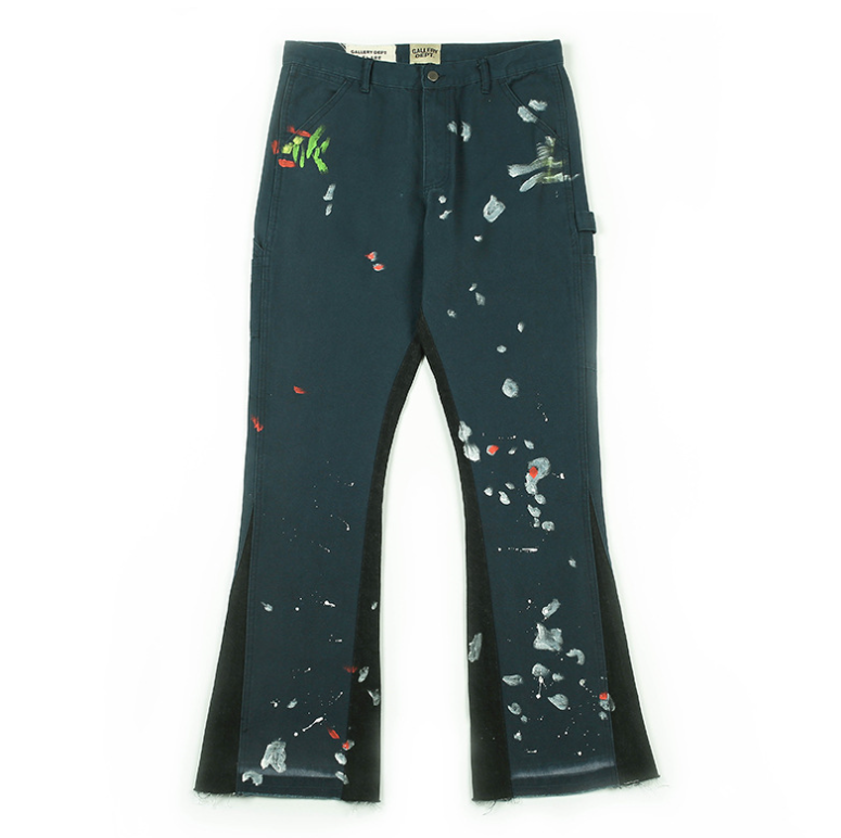 Hand Painted Graffiti Splash Ink High Street Distressed Loose Wide Leg Jeans