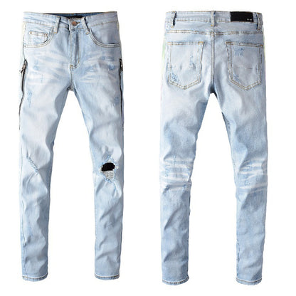 High Street Fashion Men's Jeans With Holes