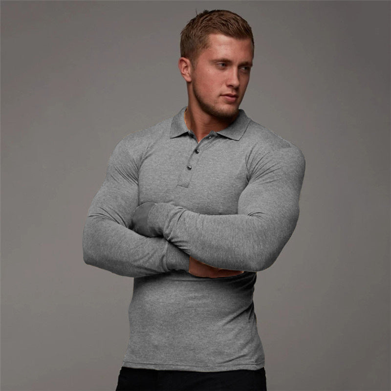 Men's Long Sleeve Stand Collar POLO Shirt