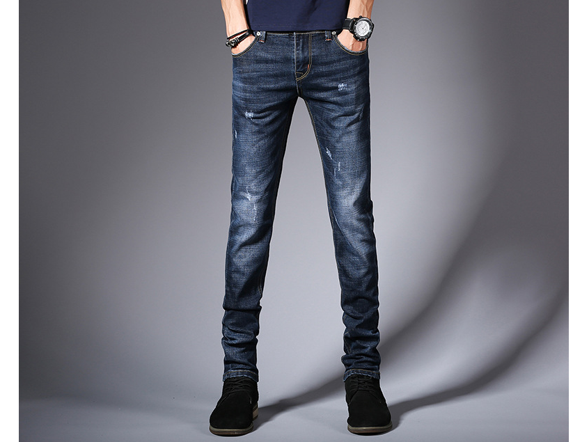 Fall New Jeans Men's Korean Edition Fashion Slim Bottom Pants Young Students Elastic Black Pants