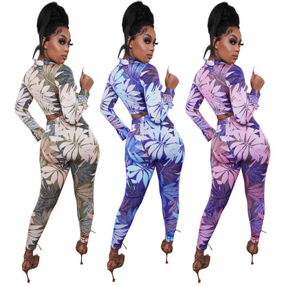 Skinny Print Ladies Two-piece Set