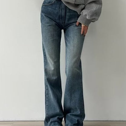 Large Size Retro Denim Bell-bottom Pants Women