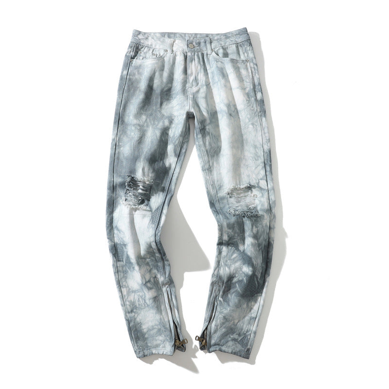 Destruction Jeans Men's And Women's Ripped Feet Pants