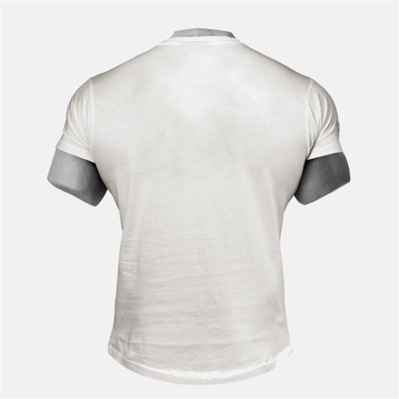 Workout Short Sleeve T-shirt Men's Round Hem Round Neck Slim Training Half Sleeve