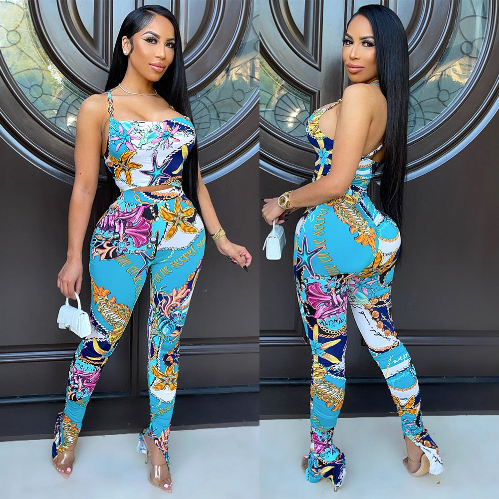 Fashion Ladies Two-piece Set Printed