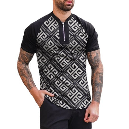 Polo Shirt Men's Printed Short Sleeve Top