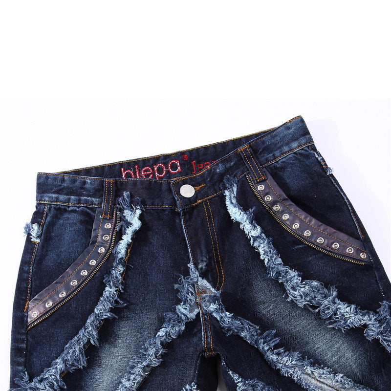 Panelled Statement Jeans Frayed Slim Fit